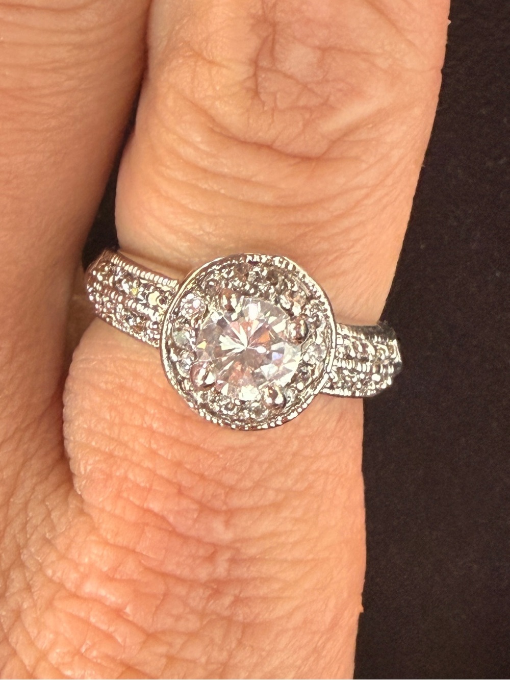 VTG 14 karat White Gold Ring Sz 7.75